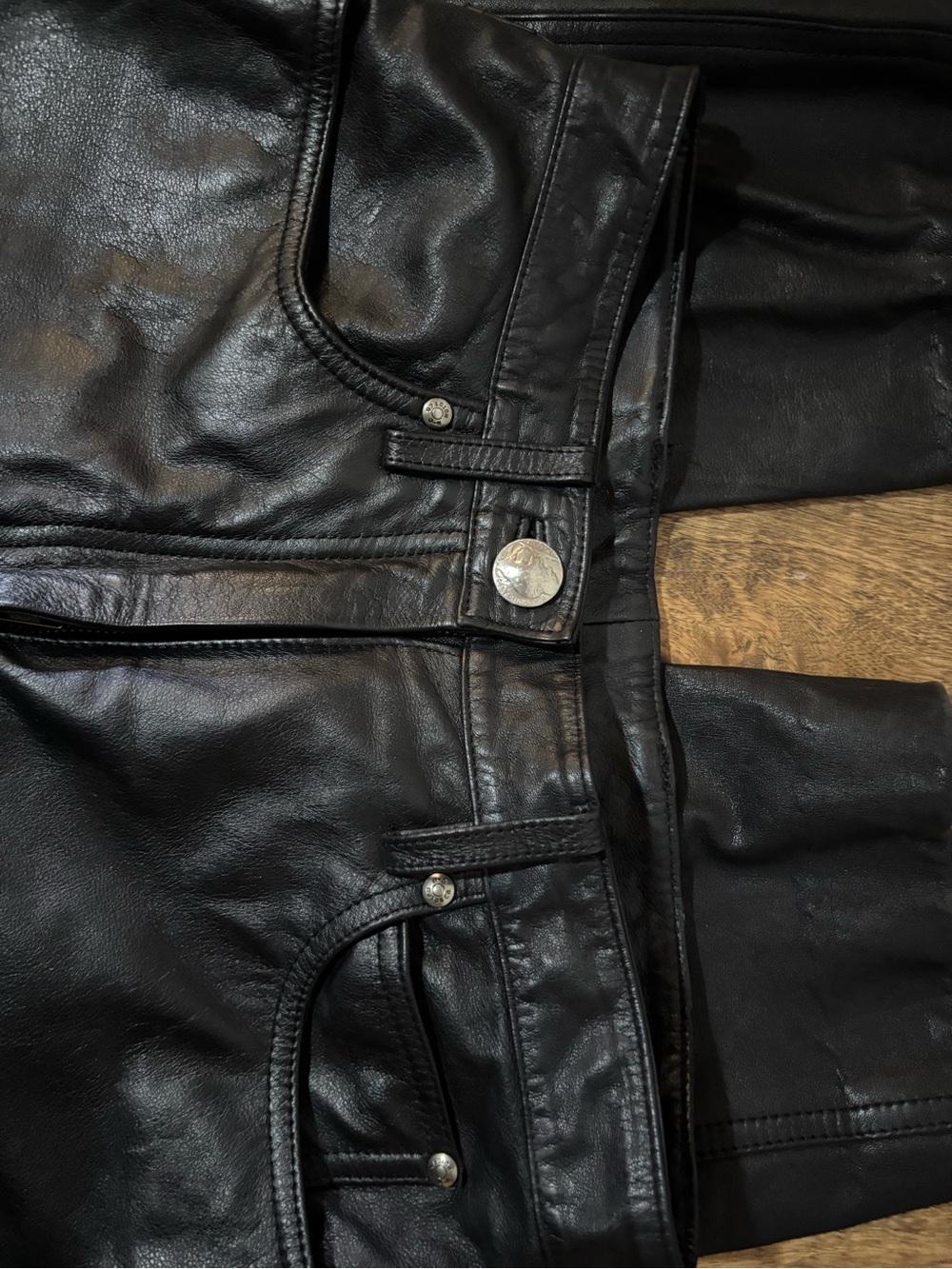Harley-Davidson Black Slim Straight Leather Jeans